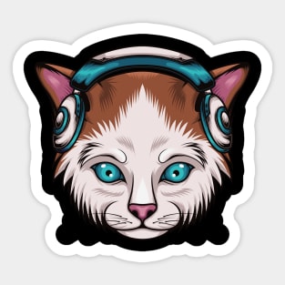 Cute Cat - The music Addict Sticker